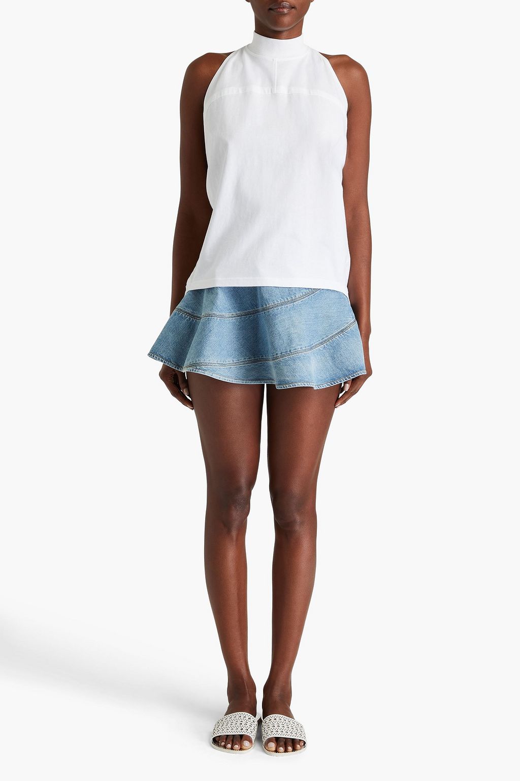 ALAÏA Draped cotton-jersey turtleneck top