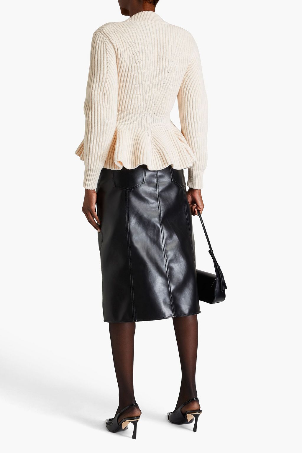 MCQUEEN Ribbed wool and cashmere-blend cardigan
