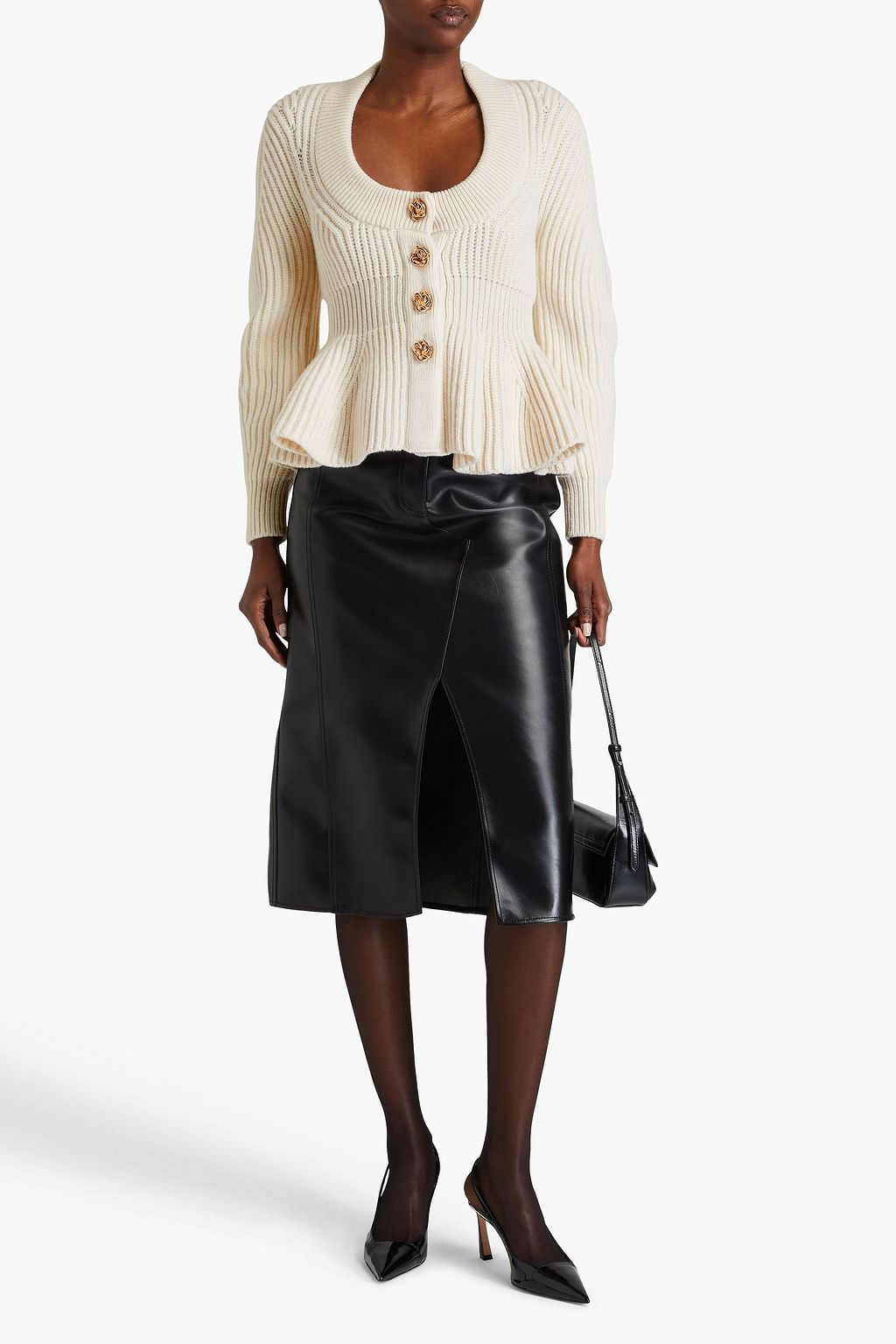 MCQUEEN Ribbed wool and cashmere-blend cardigan