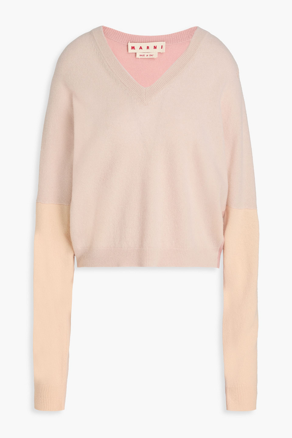 Marni Pullover Aus Einer Woll-kaschmirmischung In Colour-block-optik In Pastellrosa