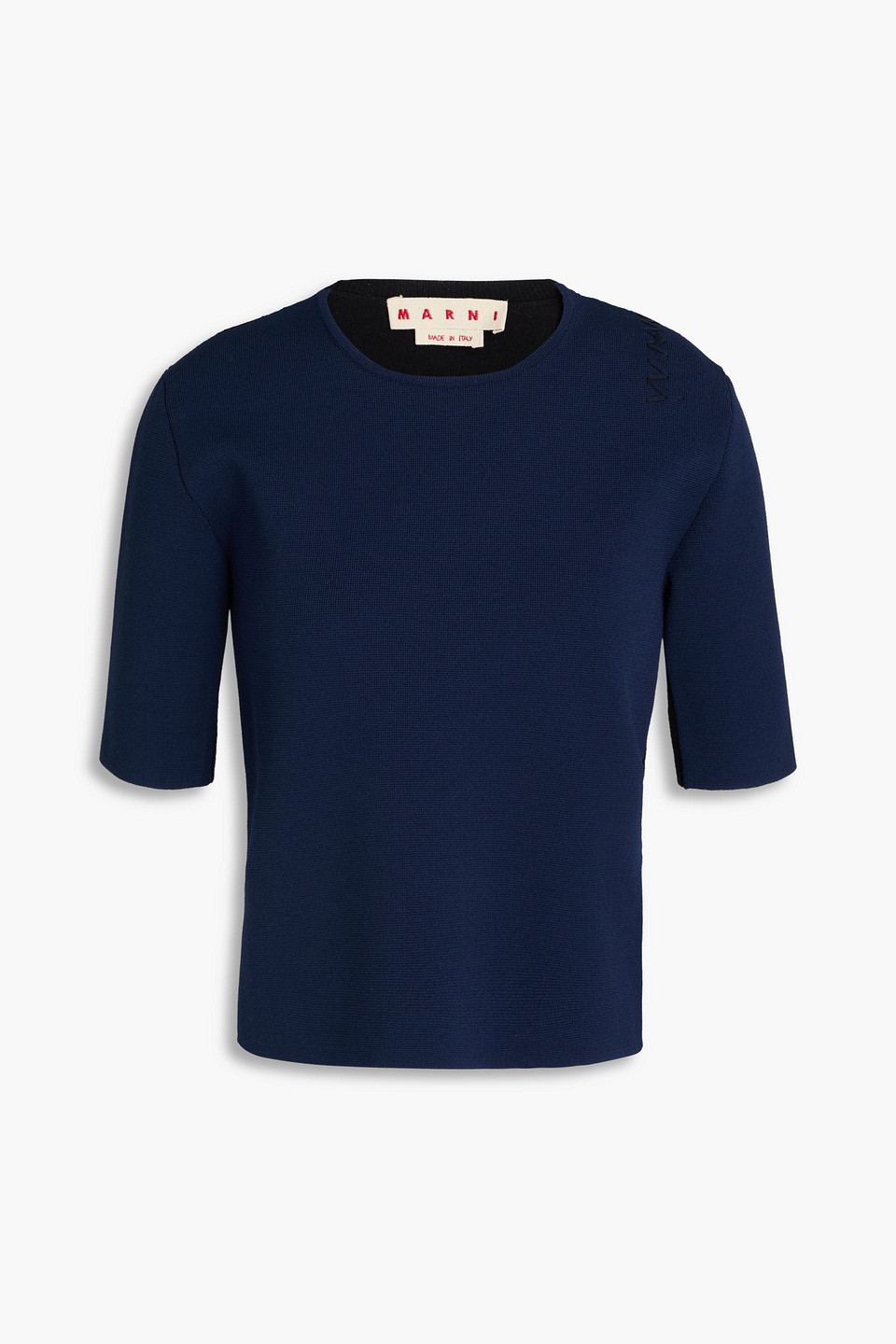 Marni - Two-tone knit-paneled wool and cashmere-blend top - Blue - IT 44