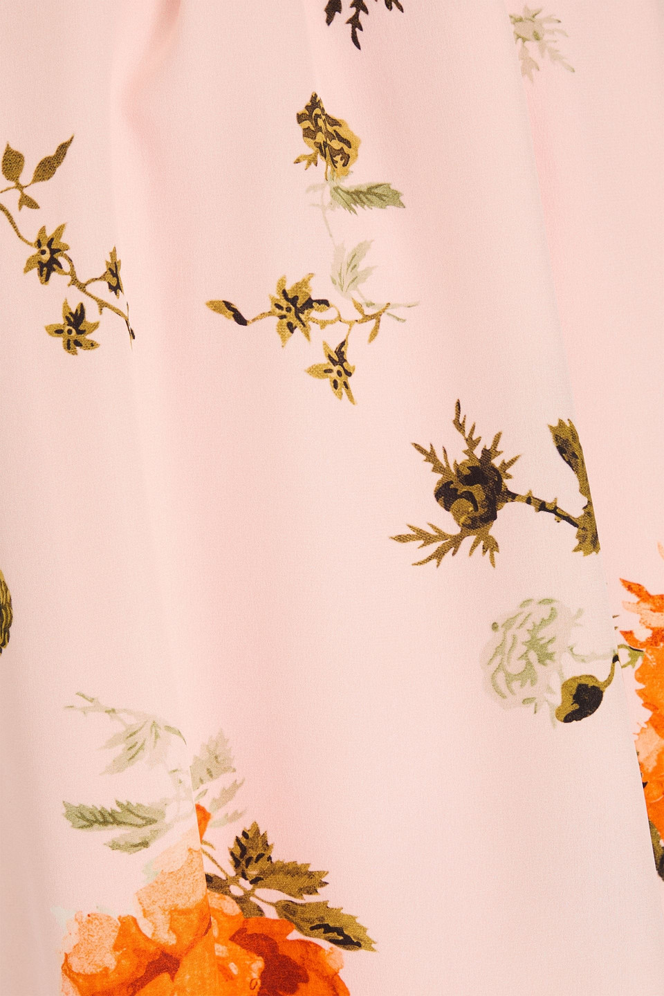 ERDEM RUFFLED FLORAL-PRINT SILK CREPE DE CHINE TOP 