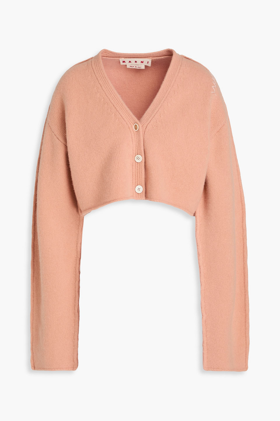 Marni Cropped Cardigan Aus Wolle In Pfirsichfarben