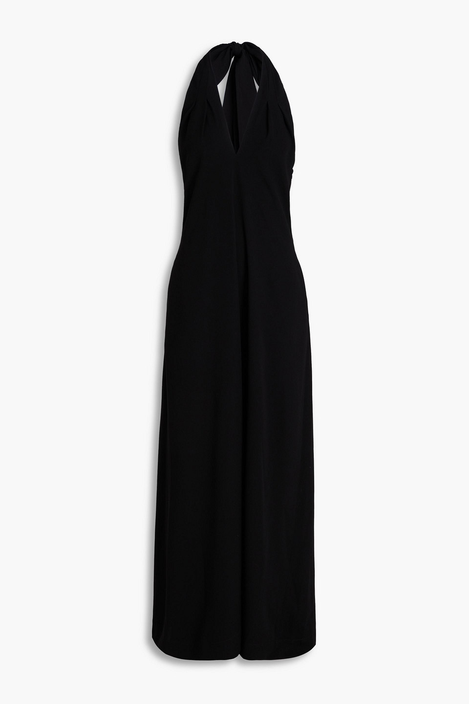 Frame Crepe Halterneck Wide-leg Jumpsuit In Schwarz