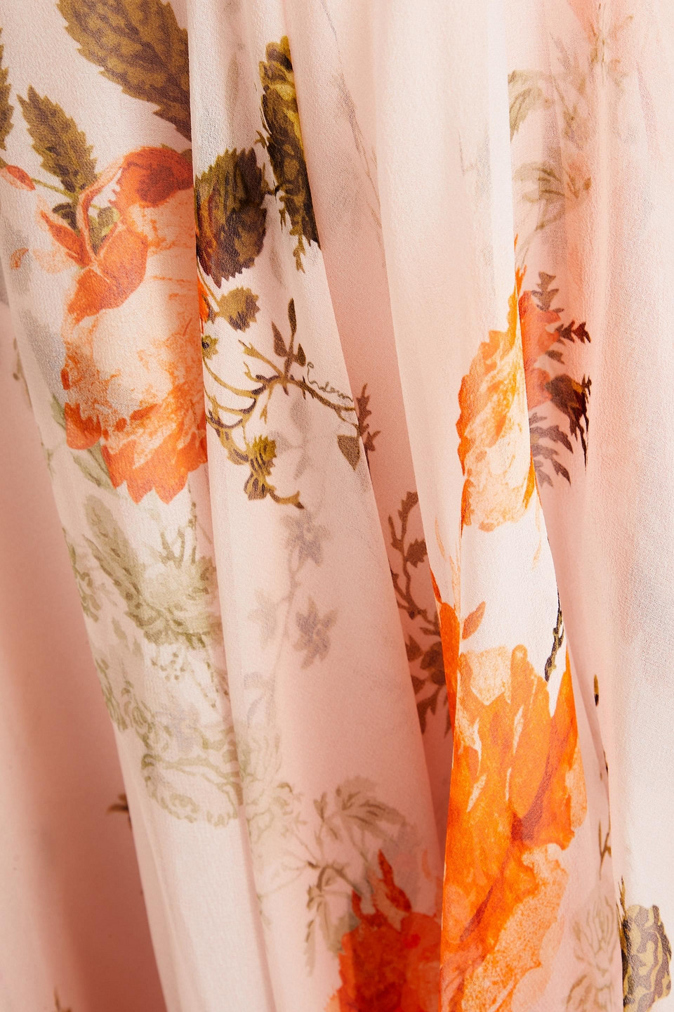 Shop Erdem Floral-print Silk-chiffon Midi Skirt In Pastel Pink