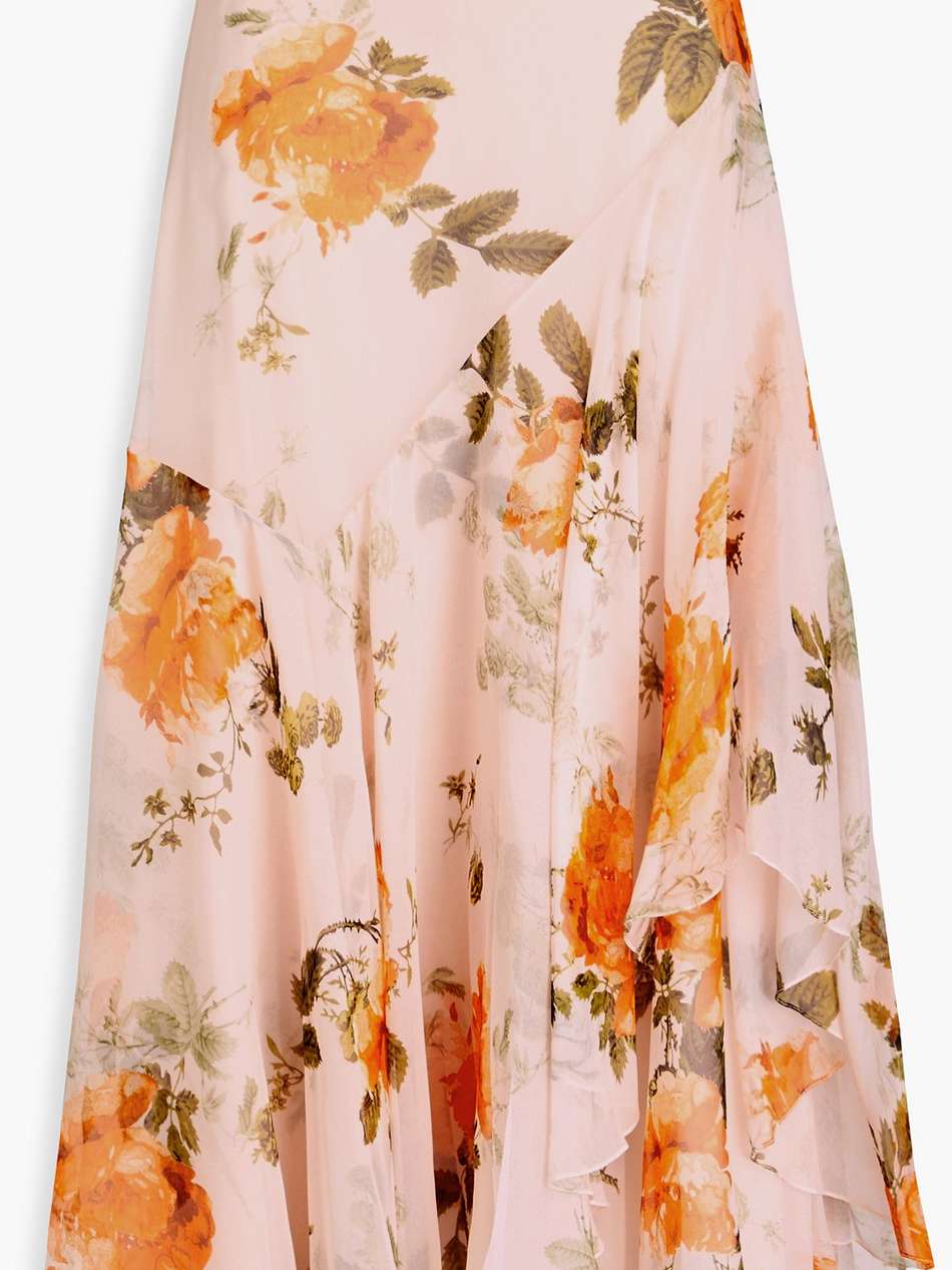 floral-print silk-chiffon midi skirt