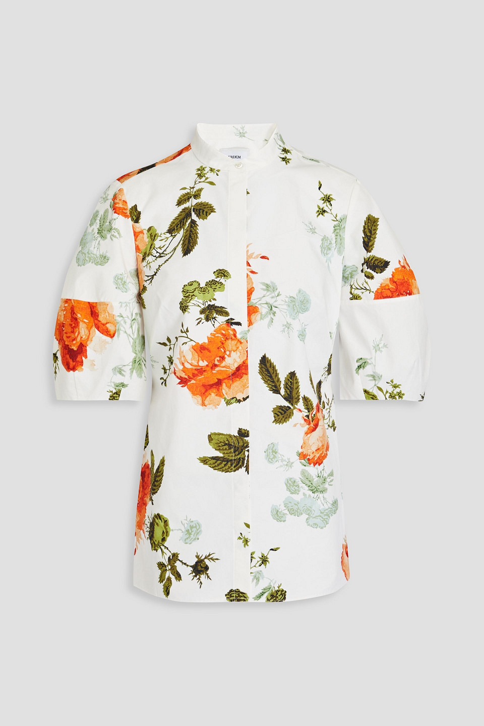 Erdem Floral-print Cotton-poplin Shirt In White