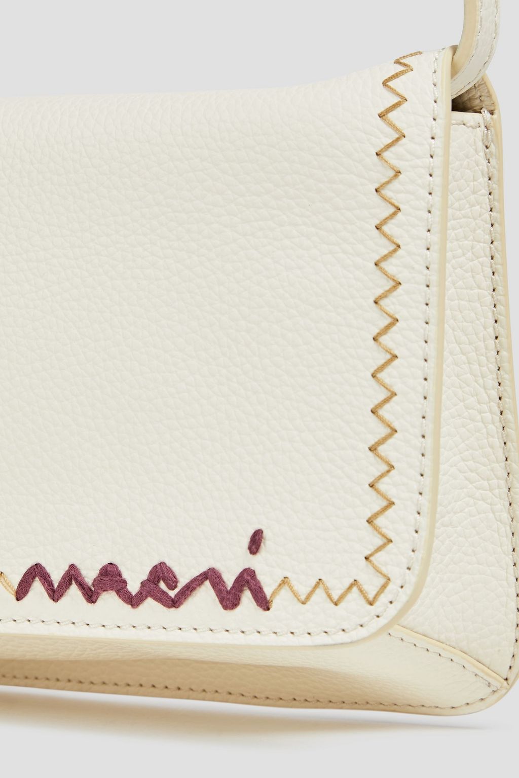 MARNI ペブル加工レザー クロスボディバッグ 刺繍