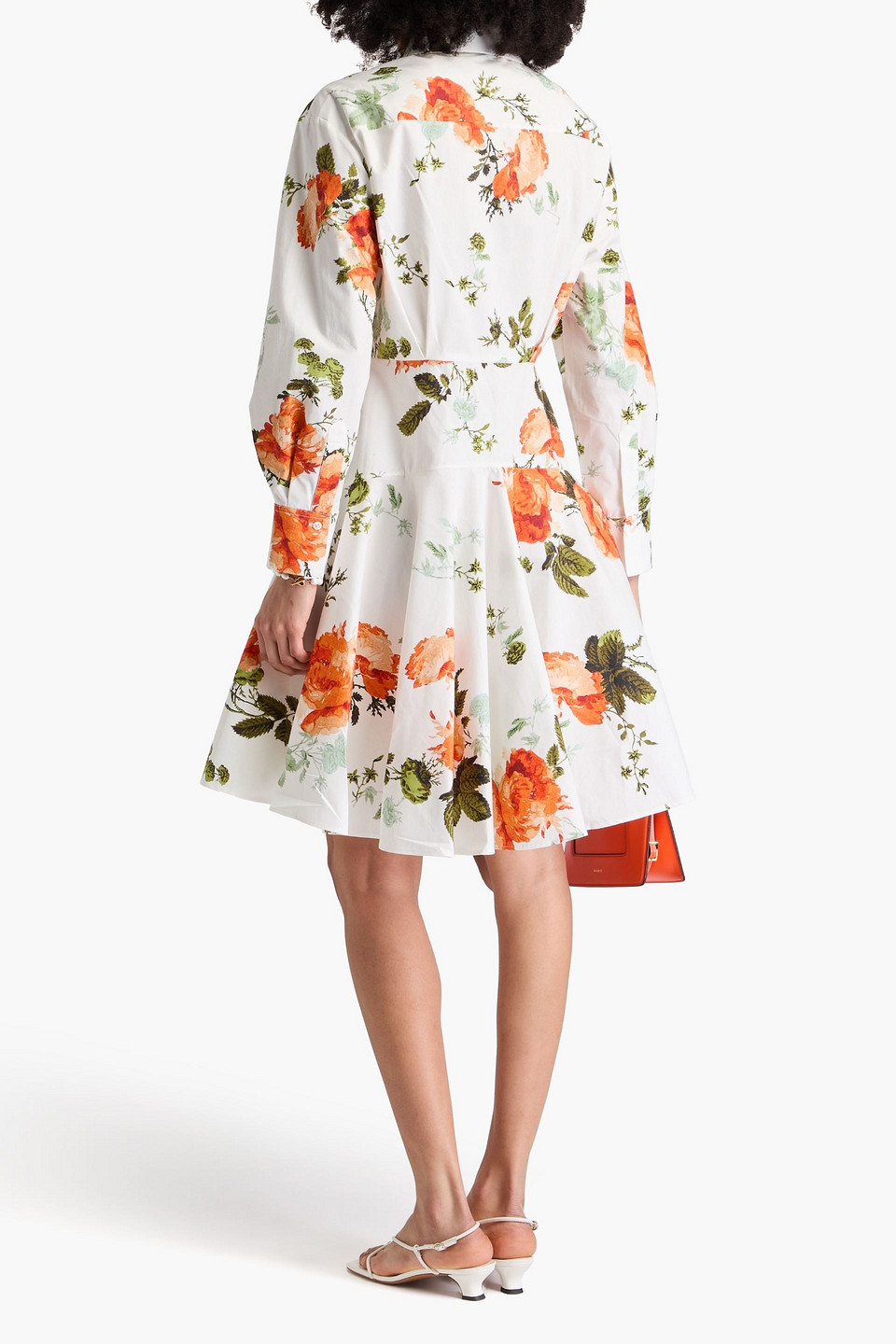 ERDEM CAVENDISH PLEATED FLORAL-PRINT COTTON-POPLIN SHIRT DRESS 