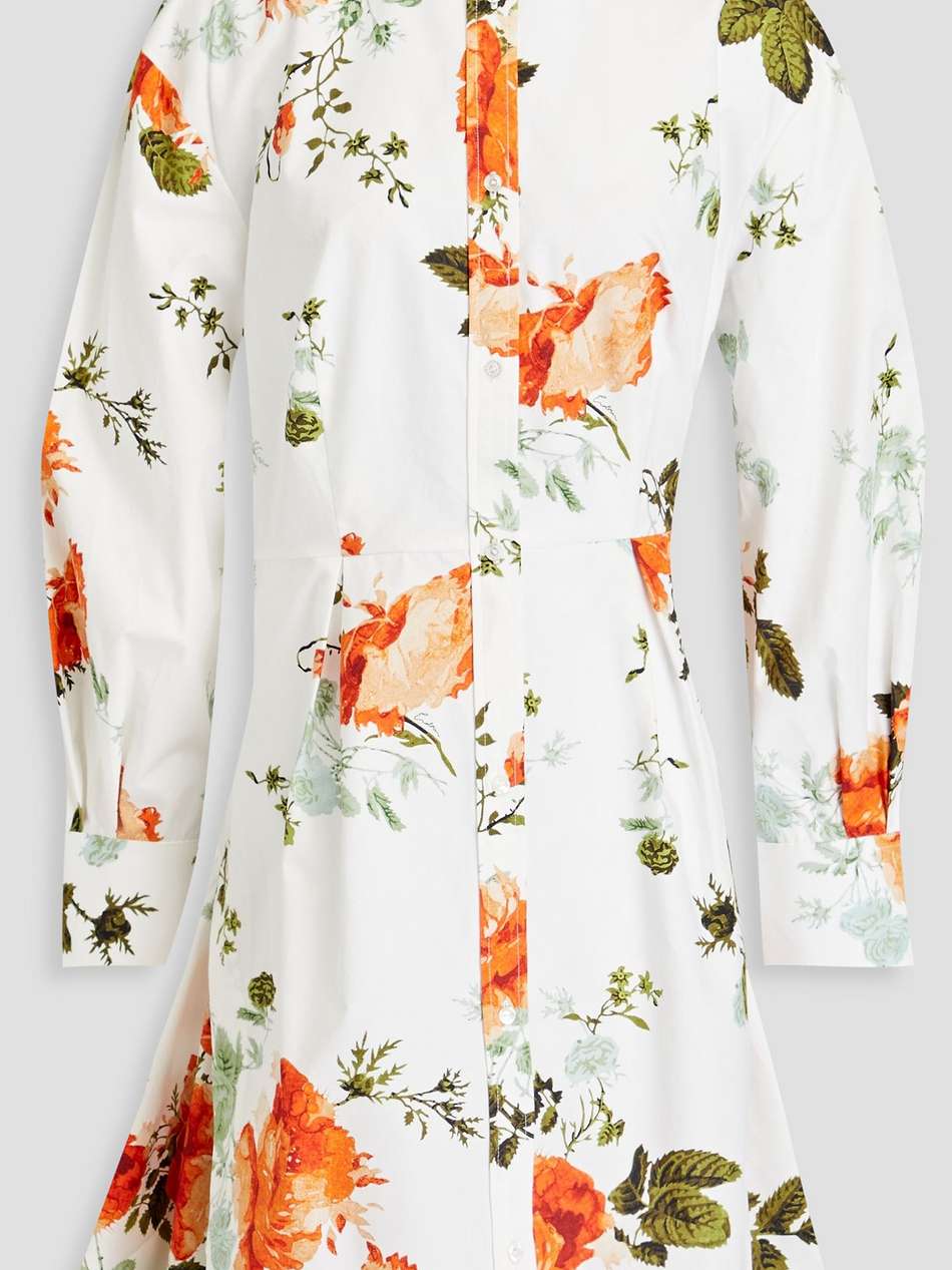 cavendish pleated floral-print cotton-poplin shirt dress