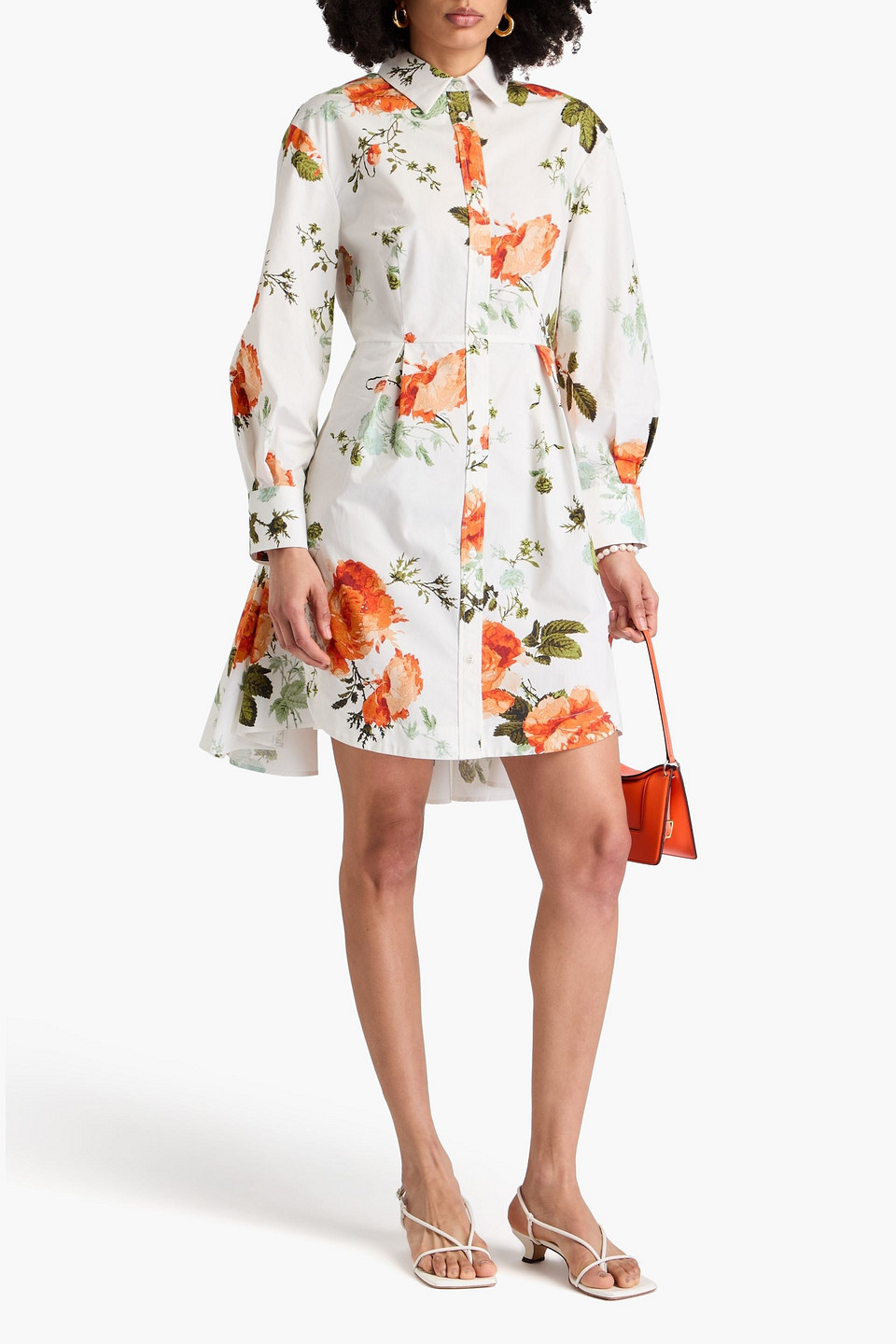 ERDEM CAVENDISH PLEATED FLORAL-PRINT COTTON-POPLIN SHIRT DRESS 