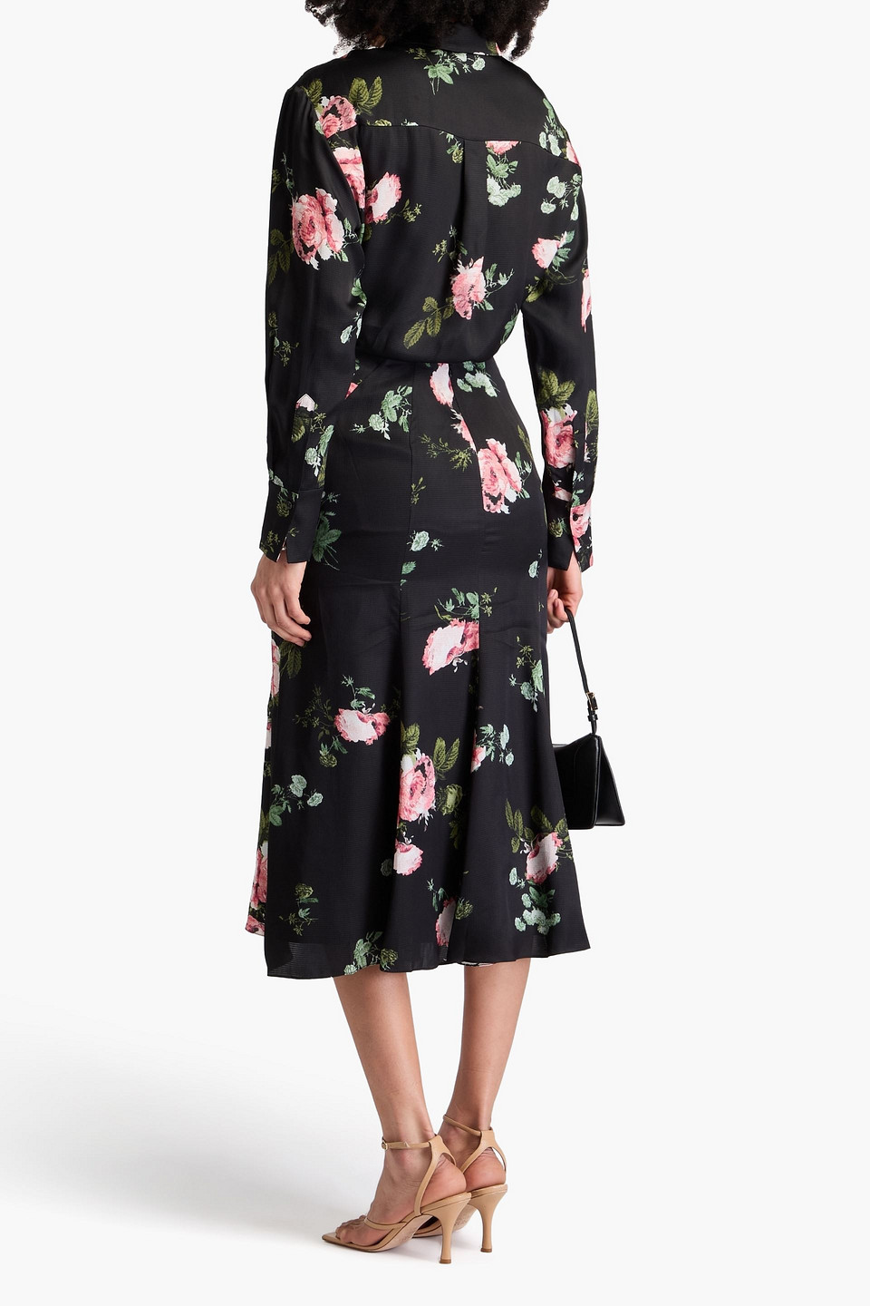 ERDEM CAVENDISH PLEATED FLORAL-PRINT SEERSUCKER MIDI SKIRT 