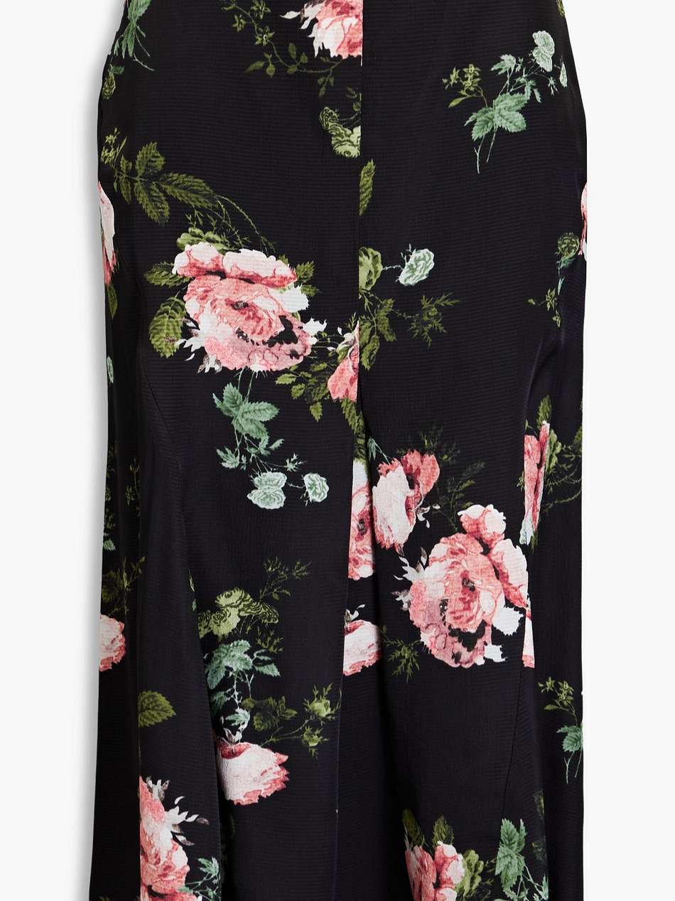 cavendish pleated floral-print seersucker midi skirt