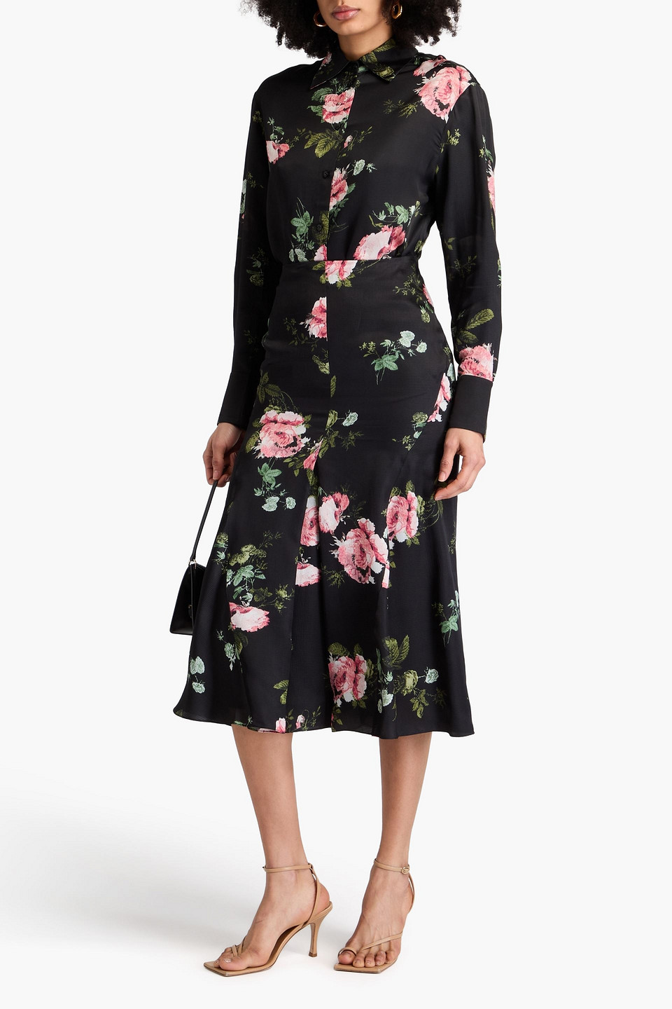 ERDEM CAVENDISH PLEATED FLORAL-PRINT SEERSUCKER MIDI SKIRT 