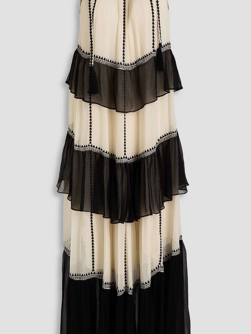 delilah tiered silk-crepon maxi dress