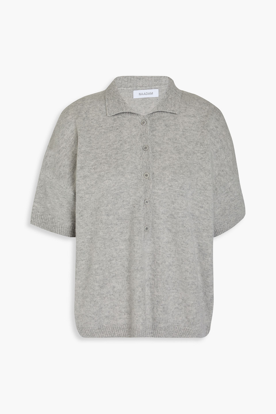 Naadam Melierter Pullover Aus Kaschmir Mit Polokragen In Hellgrau