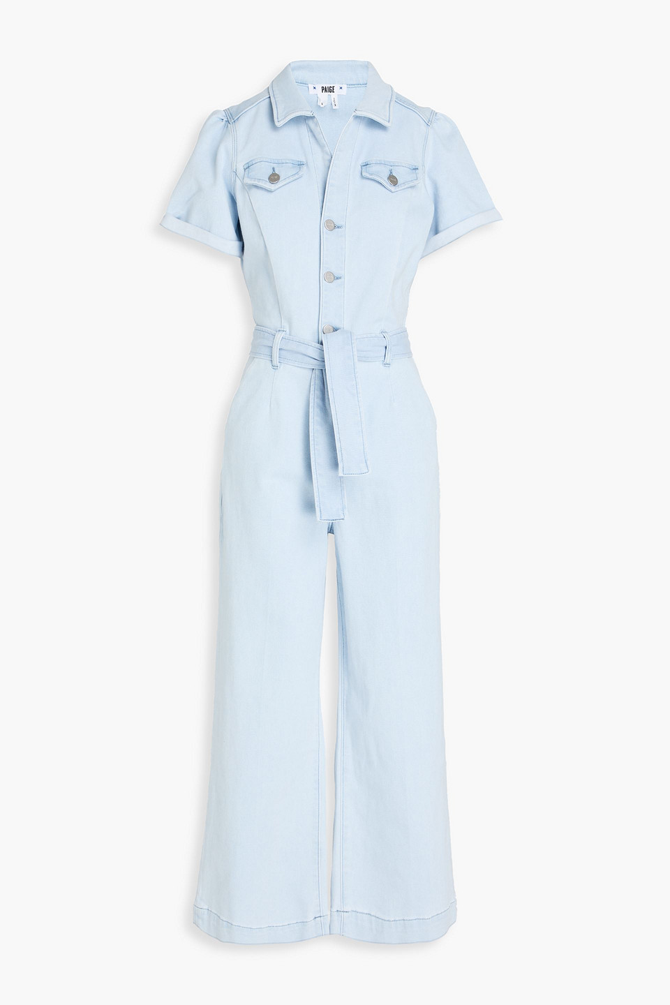 Paige Anessa Belted Denim Jumpsuit In Hellblauer Denim