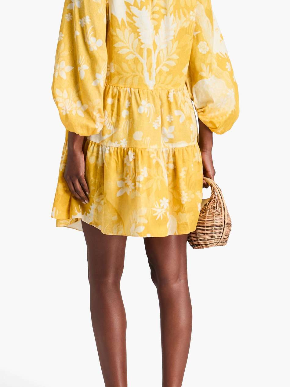 tiered printed cotton-twill mini shirt dress