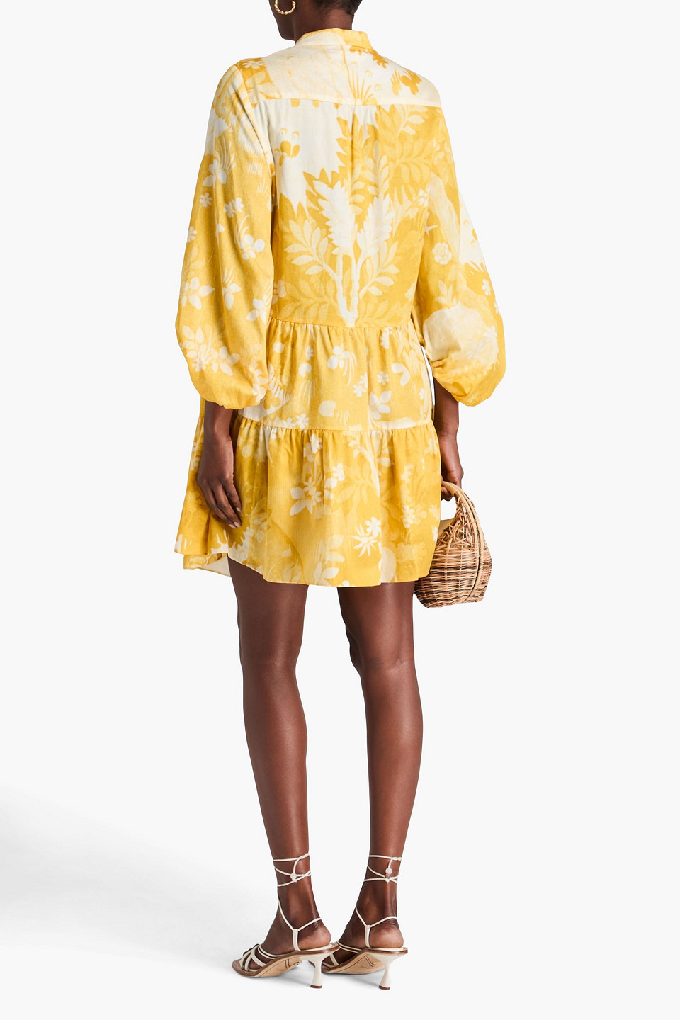 ERDEM TIERED PRINTED COTTON-TWILL MINI SHIRT DRESS 