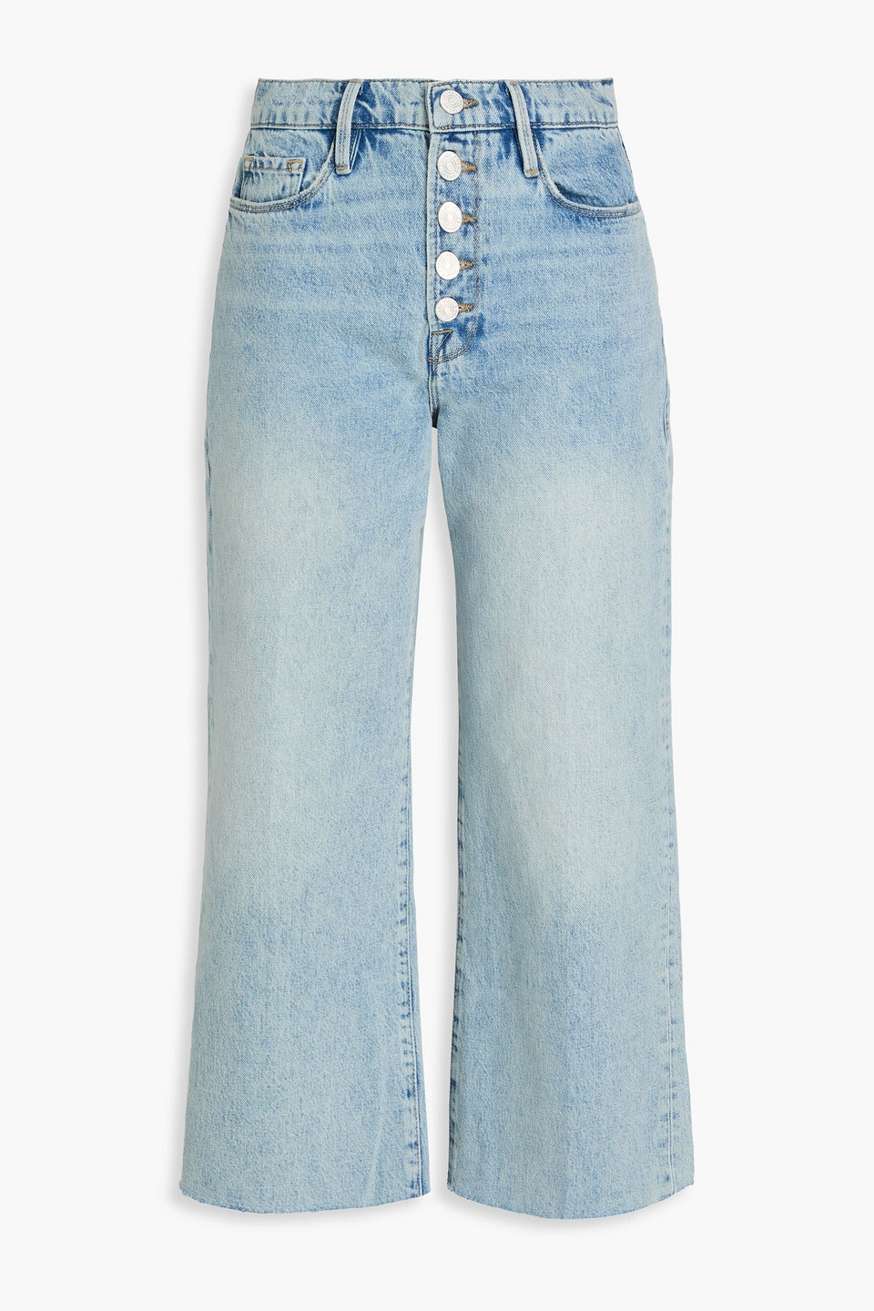 Frame Ali Hoch Sitzende Cropped Jeans Mit Weitem Bein In Hellblauer Denim