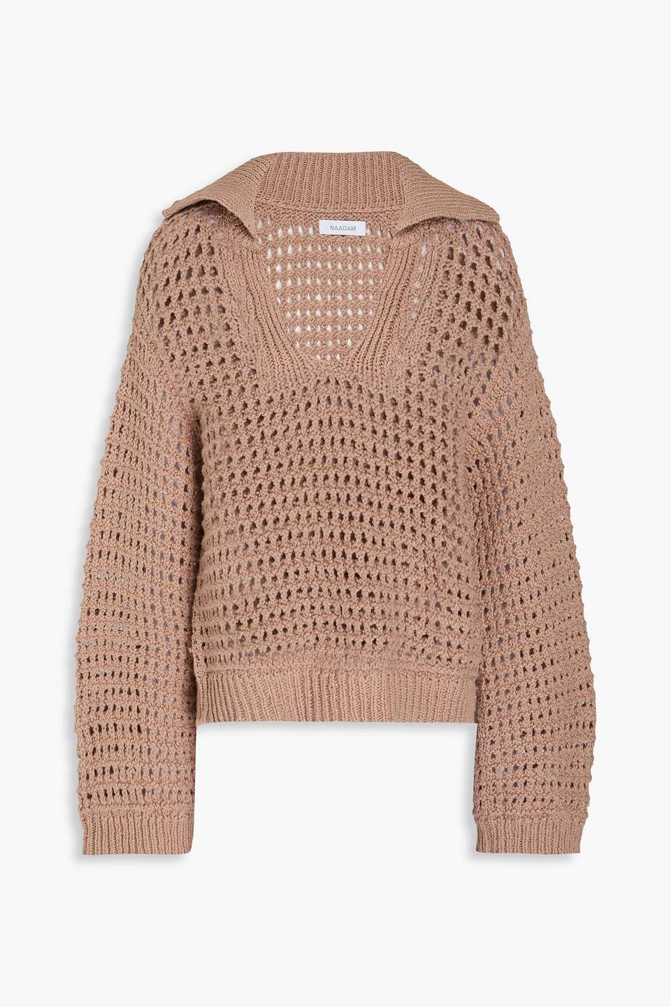 Naadam Pullover Aus Baumwolle In Pointelle-strick Mit Polokragen In Sandfarben