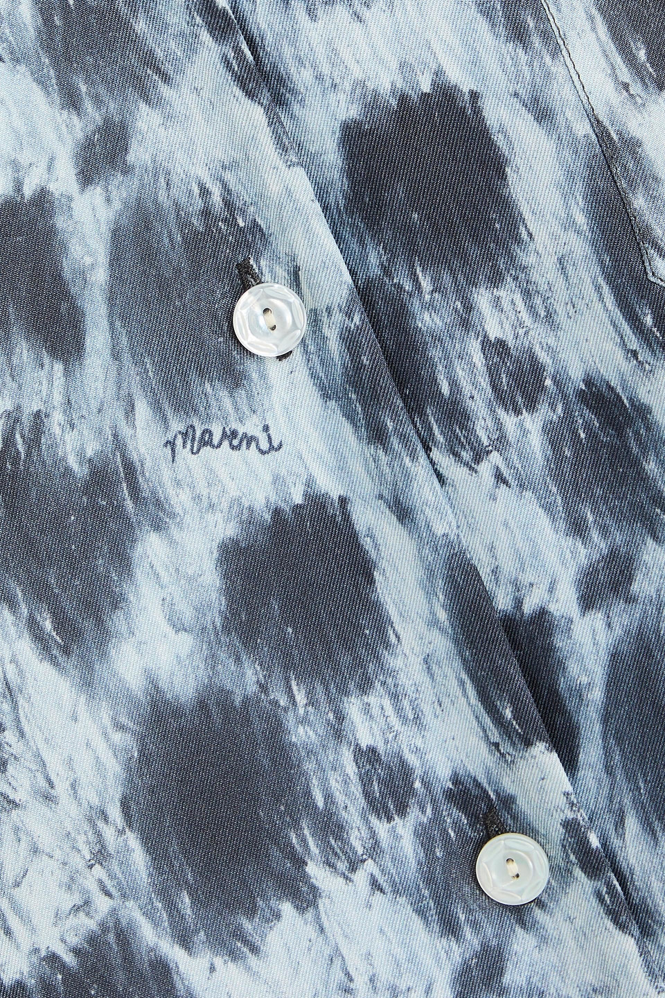 Marni Bedrucktes Hemd Aus Seiden-twill In Bleu