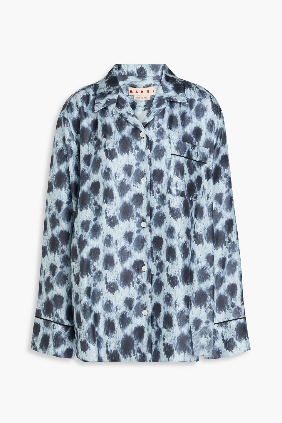 Marni Bedrucktes Hemd Aus Seiden-twill In Bleu