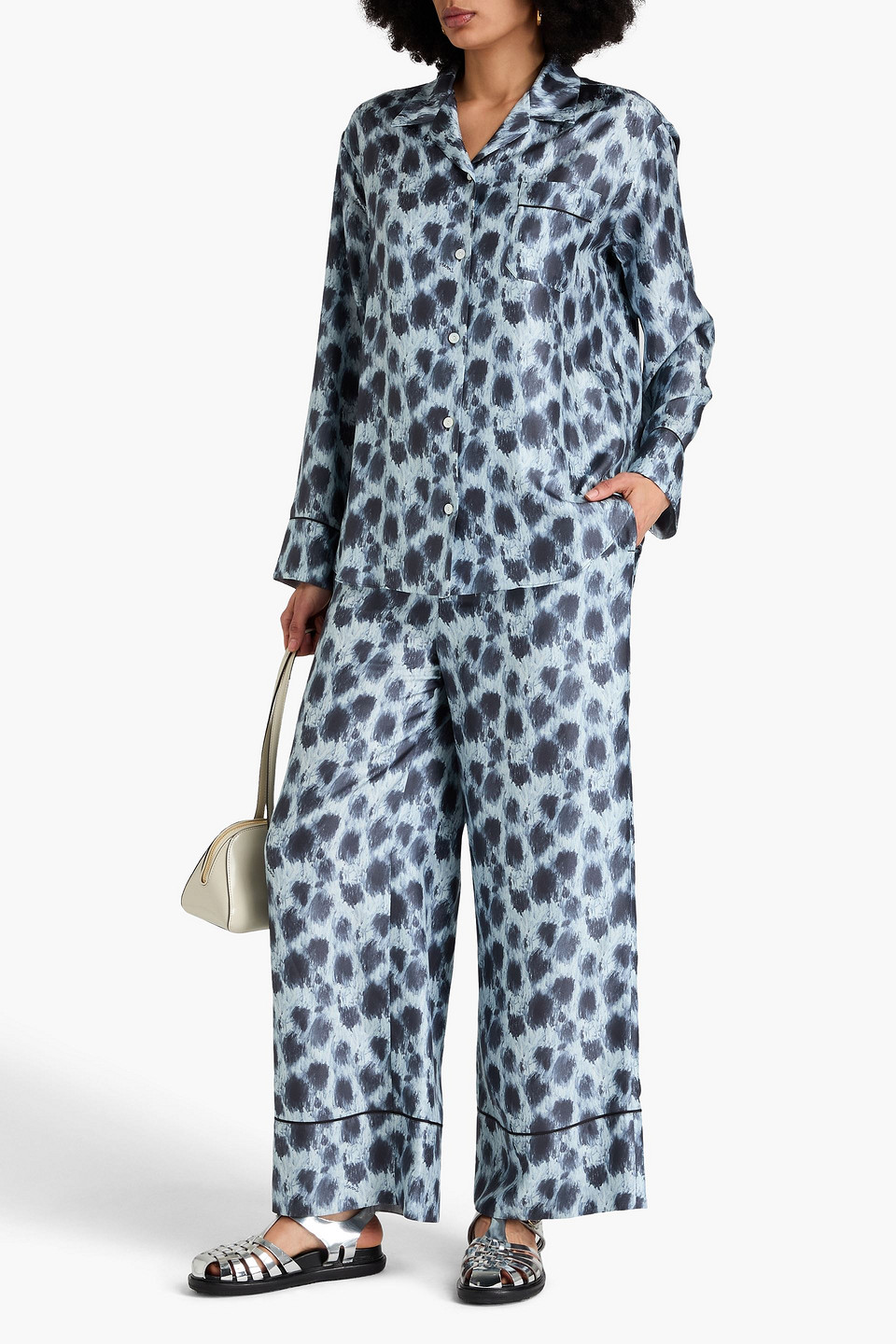 Marni Bedrucktes Hemd Aus Seiden-twill In Bleu