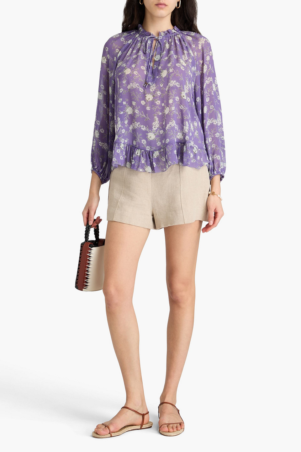 Ulla Johnson Rosine Floral-print Silk-georgette Blouse In Lila
