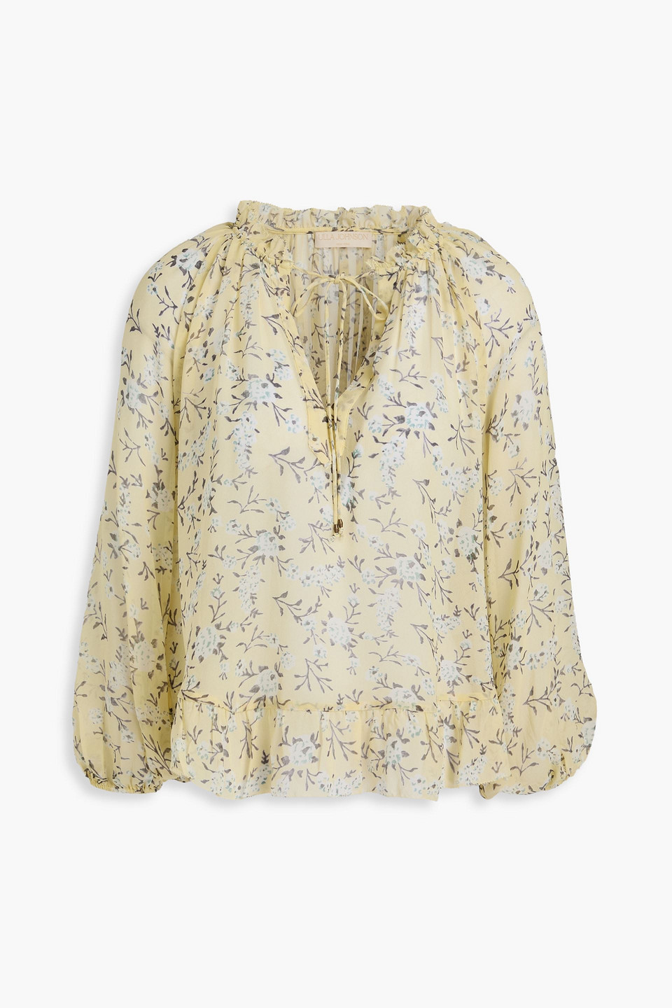 Ulla Johnson Rosine Floral-print Silk-georgette Blouse In Pastellgelb