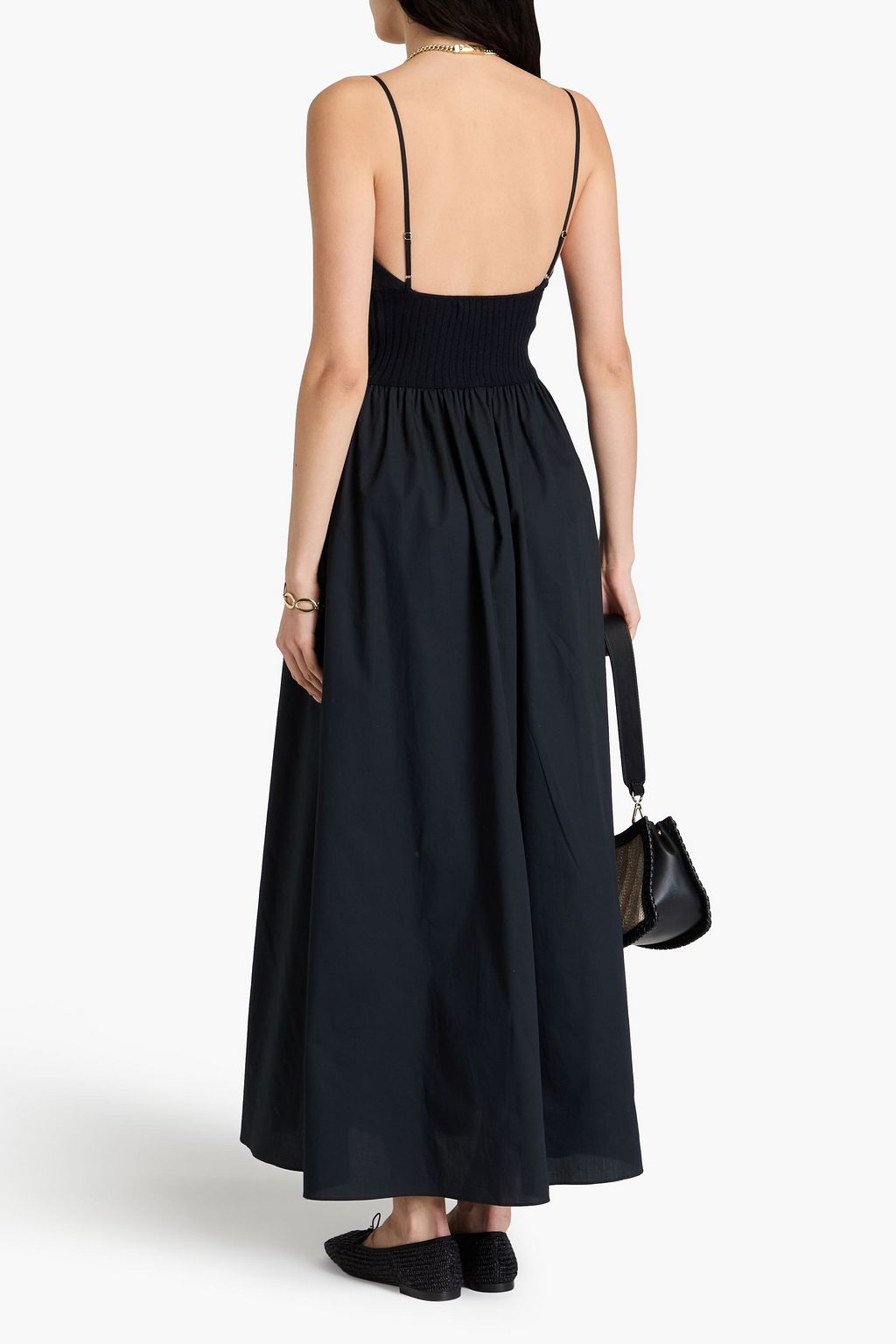 NAADAM Knit-paneled cotton-poplin midi dress
