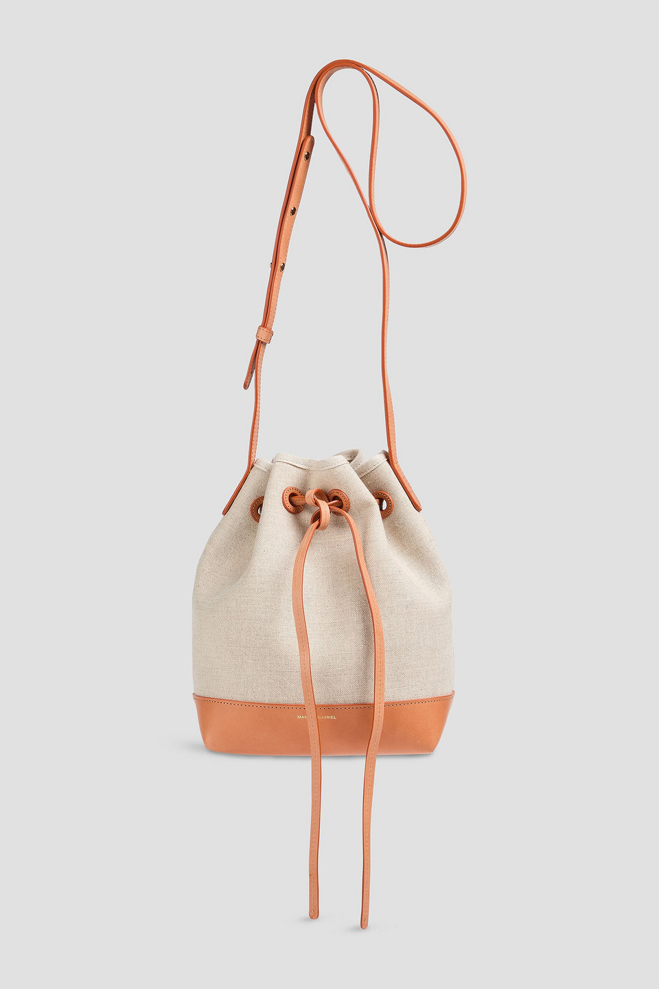 Mansur Gavriel Leather-trimmed Canvas Bucket Bag In Ecru
