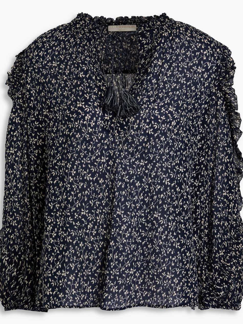 lillian floral-print cotton-crepon blouse