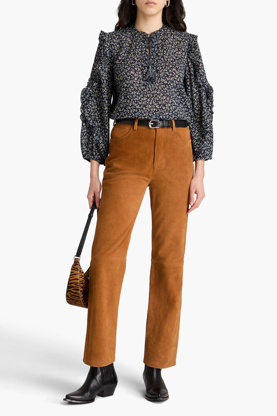 Ulla Johnson Lillian Floral-print Cotton-crepon Blouse In Nachtblau