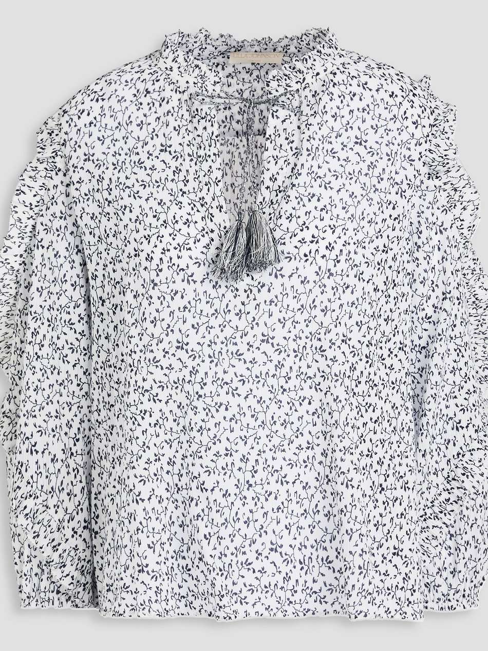 lillian floral-print cotton-crepon blouse
