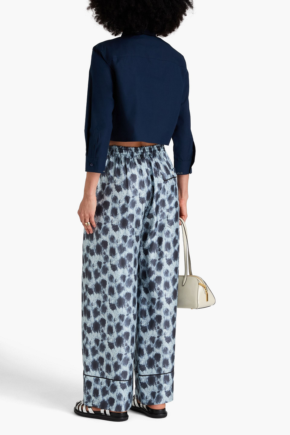 Marni Silk Wide-leg Trousers In Bleu