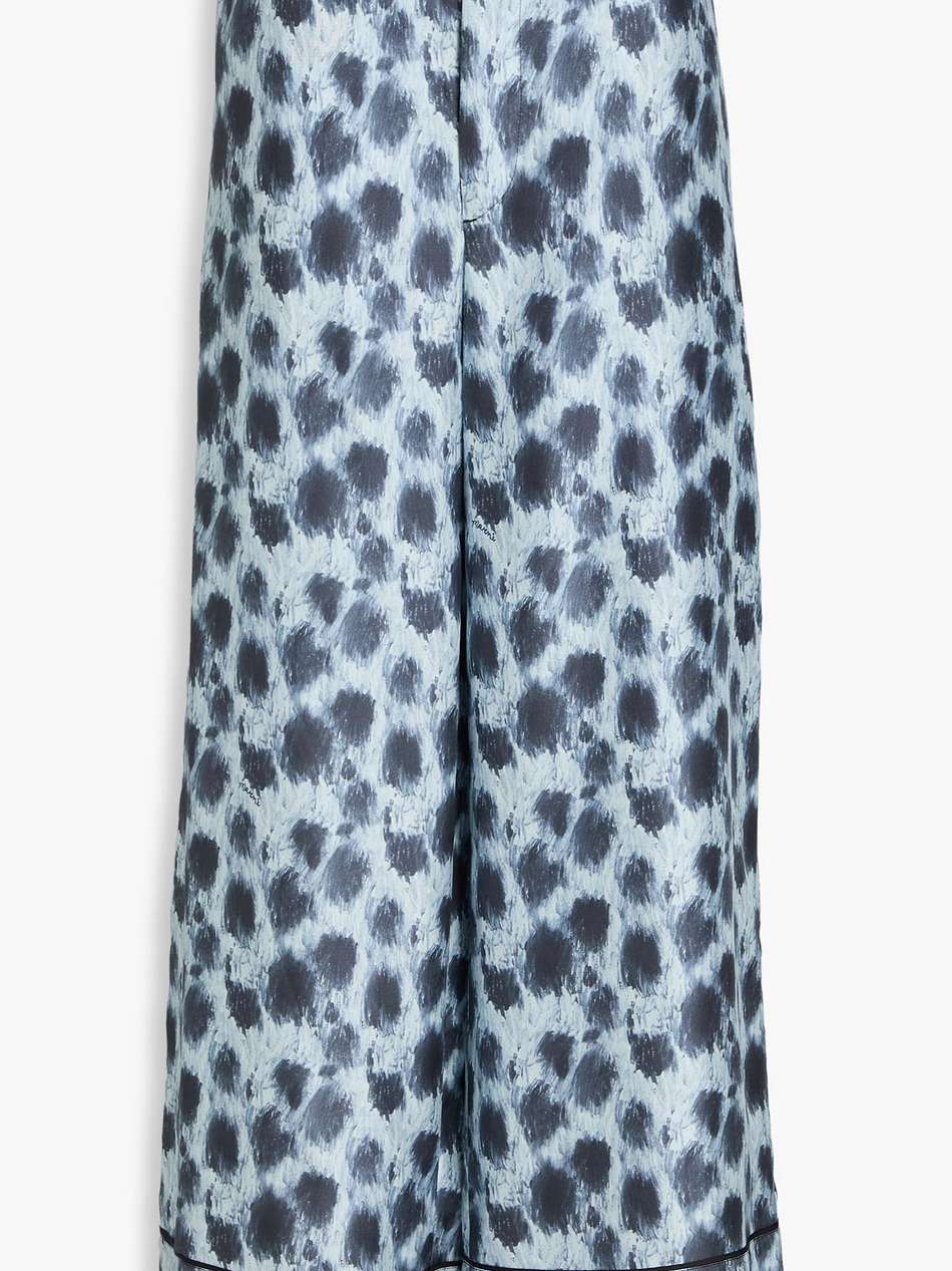 printed silk-twill wide-leg pants