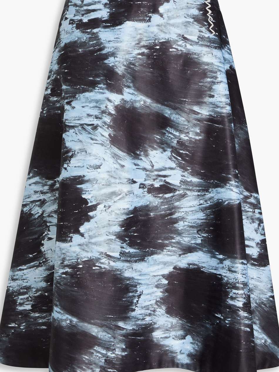 printed duchesse-satin midi skirt