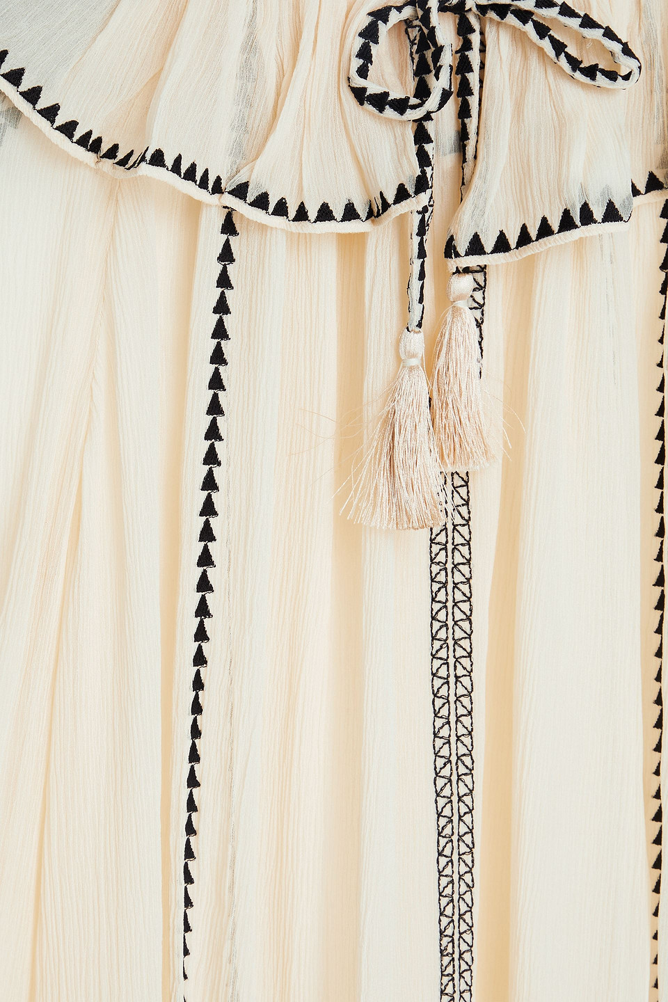 Ulla Johnson Lenore Embroidered Silk-crepon Blouse In Naturfarben