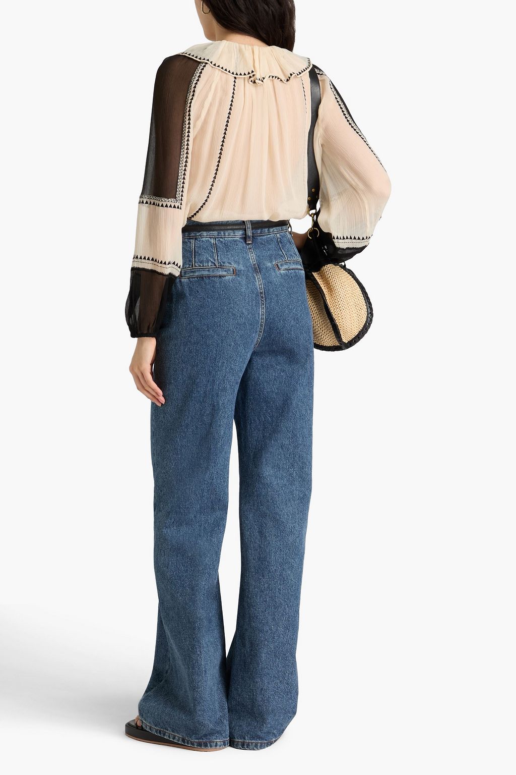 ULLA JOHNSON Lenore embroidered silk-crepon blouse