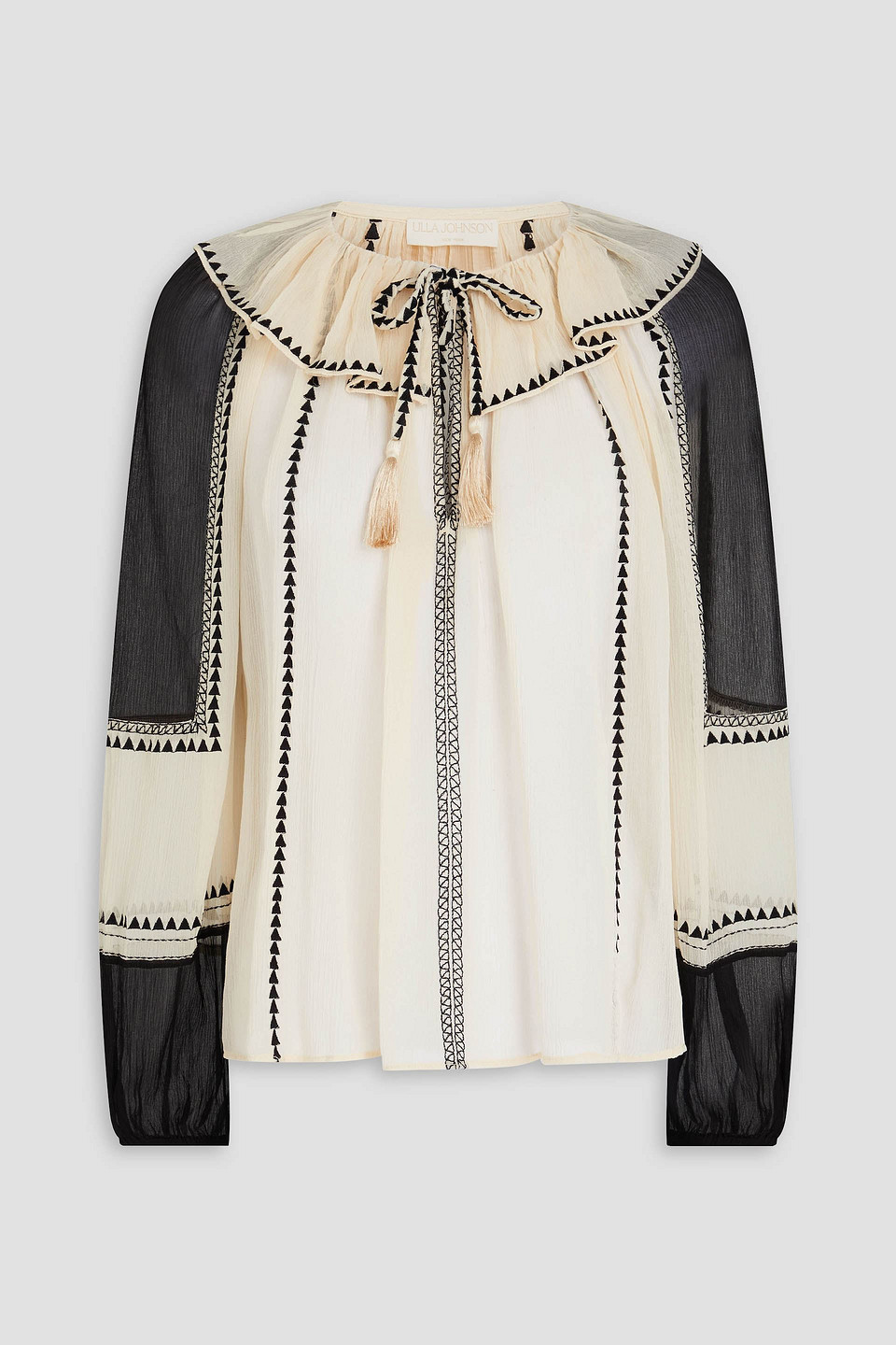 Ulla Johnson Lenore Embroidered Silk-crepon Blouse In Naturfarben