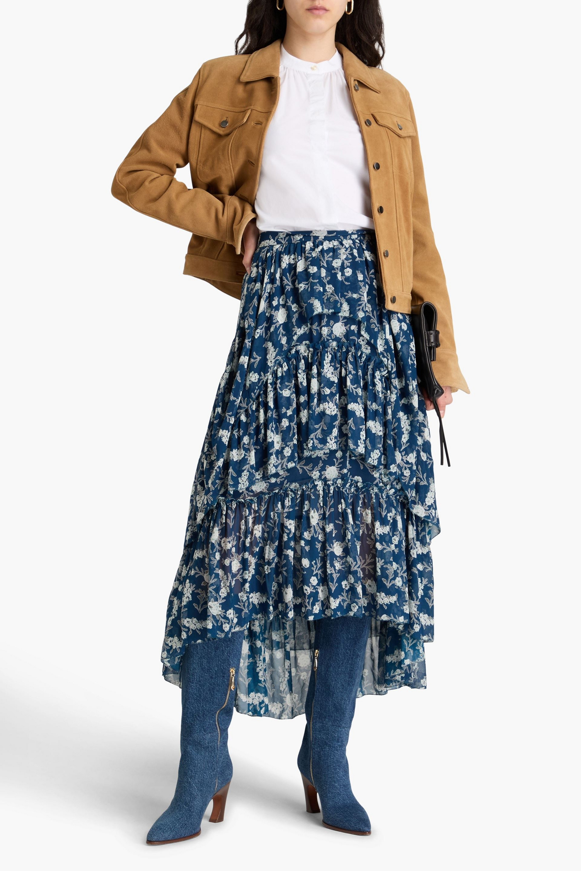 Ulla Johnson Marilyn floral-print silk-georgette midi skirt