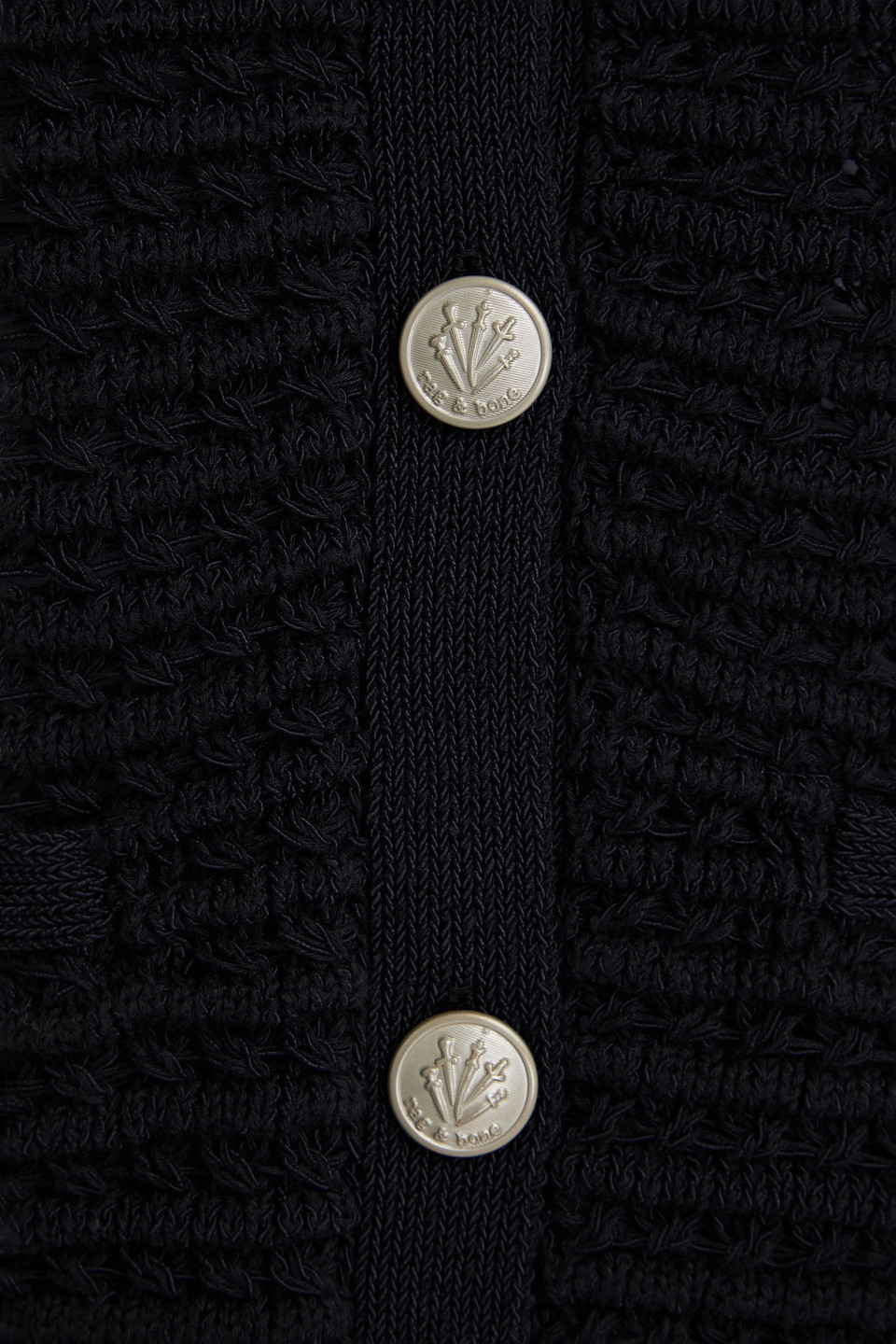 Rag & Bone Marlee Pointelle-knit Cotton-blend Cardigan In Black
