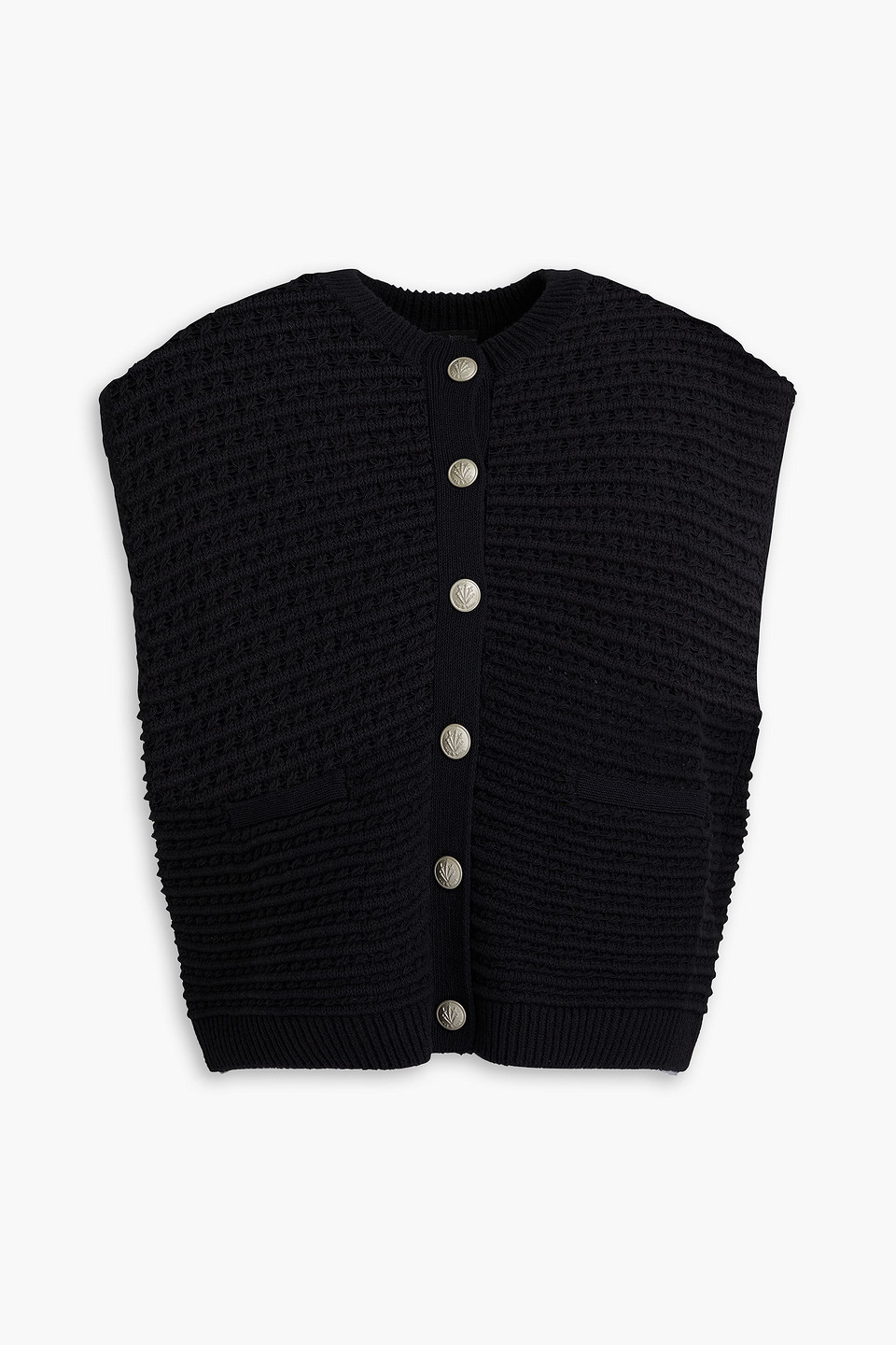 Rag & Bone Marlee Pointelle-knit Cotton-blend Waistcoat In Black