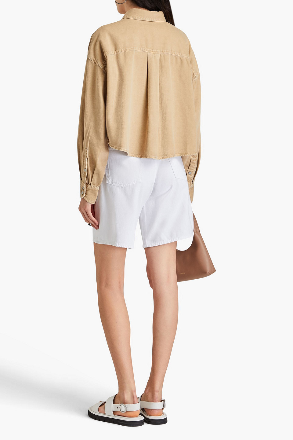  Rag & Bone - Beatrice Cropped Cotton And Lyocell-blend Shirt - Neutral - L 