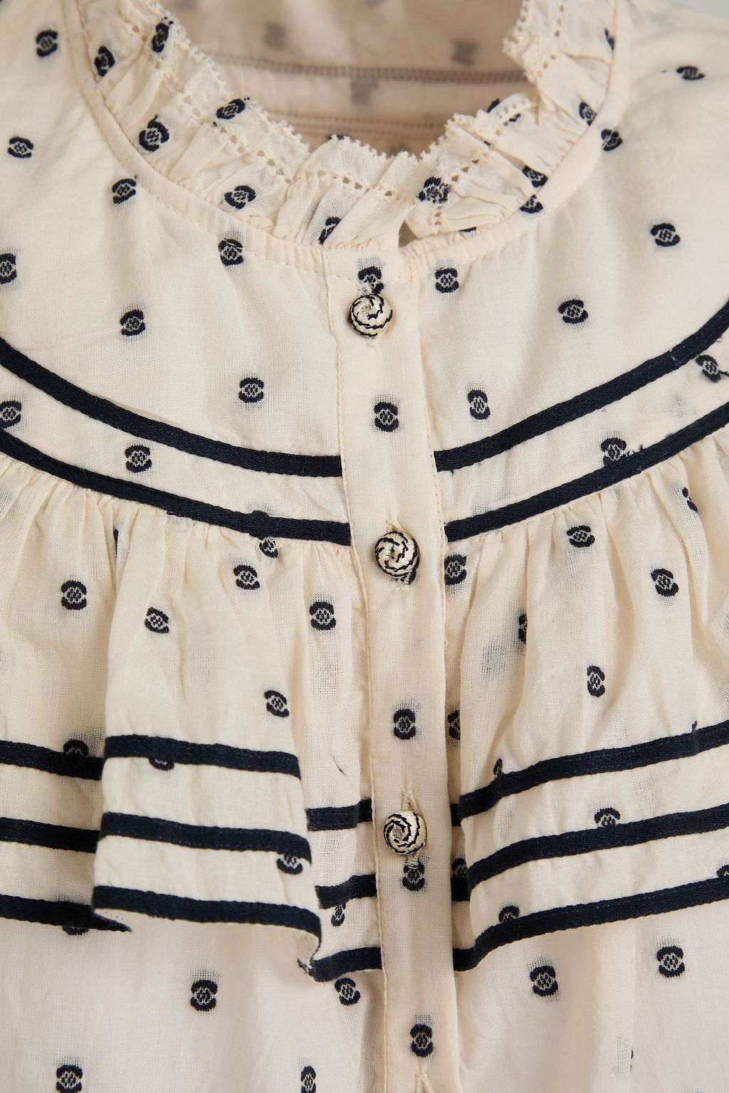 ULLA JOHNSON Wren ruffled fil coupé cotton blouse