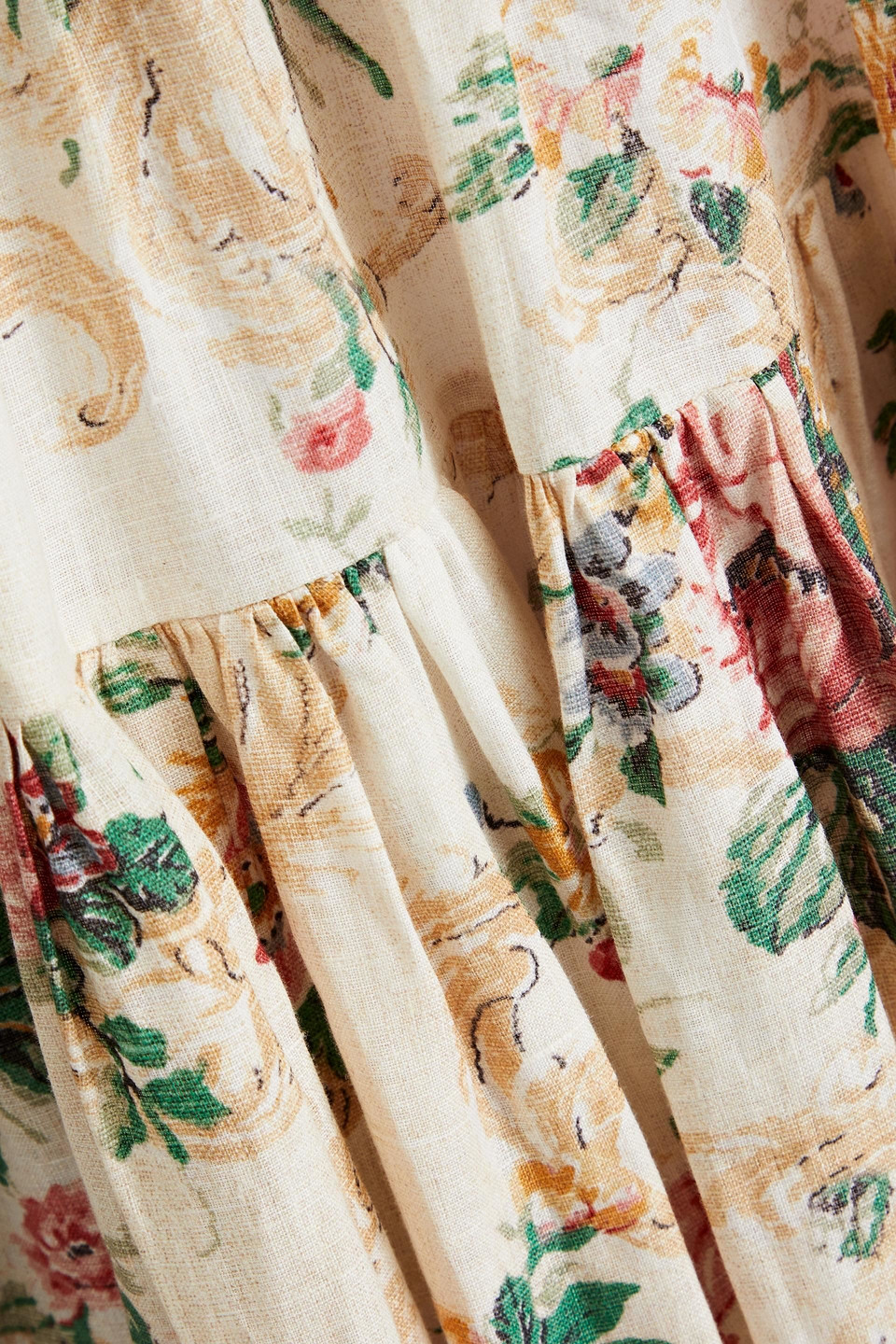 ERDEM FLORAL-PRINT LINEN MIDI DRESS
