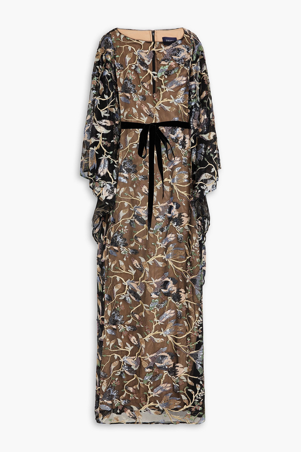 Marchesa Notte Embellished Tulle Gown In Black