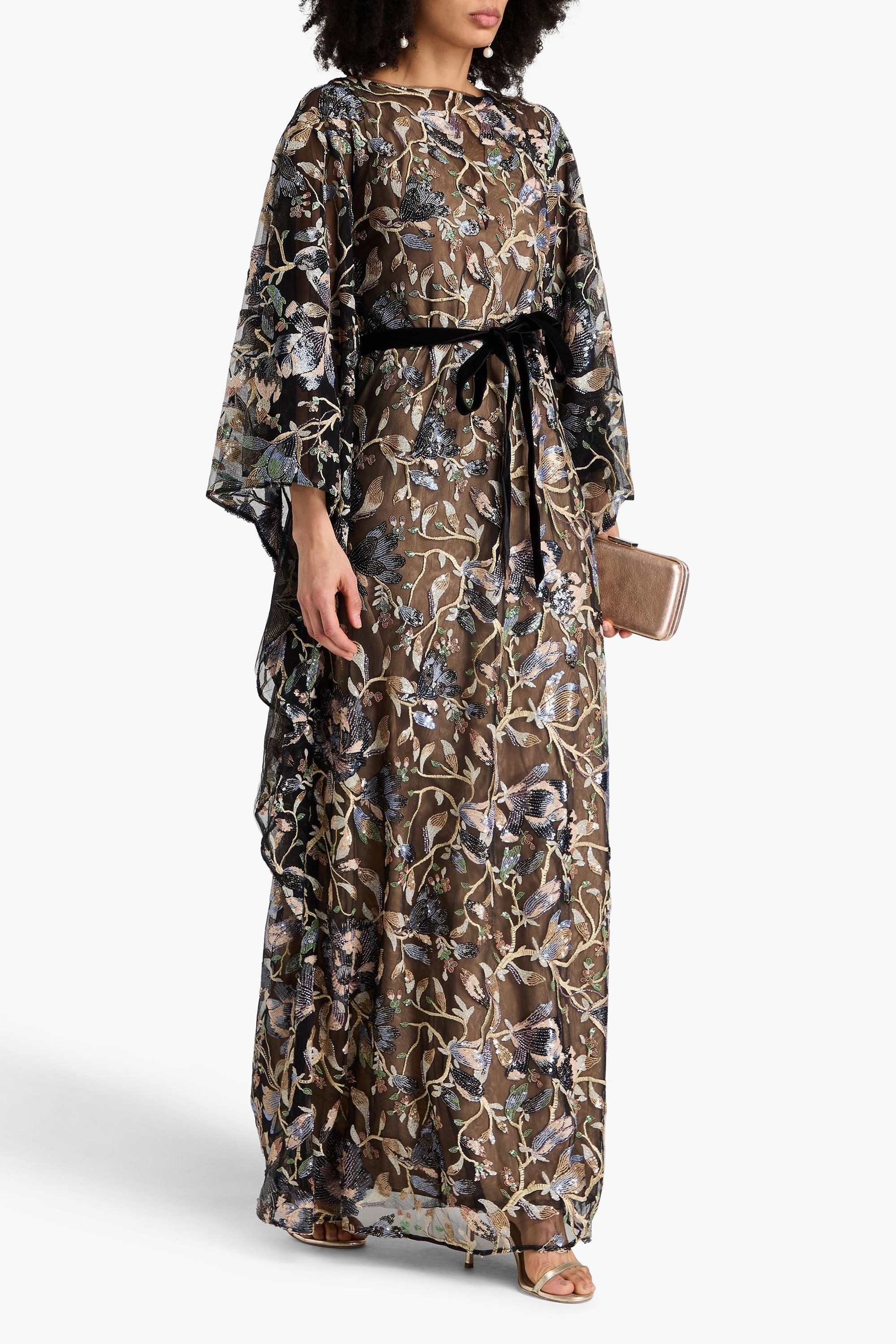 MARCHESA NOTTE Embellished tulle gown