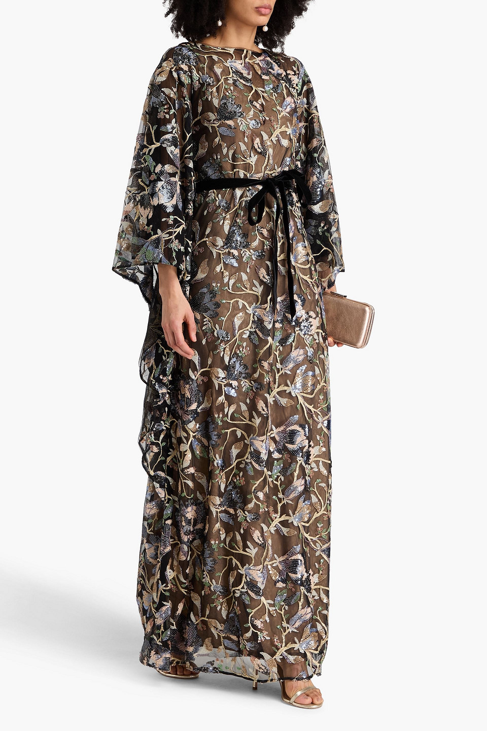 Marchesa Notte Embellished Tulle Gown In Black
